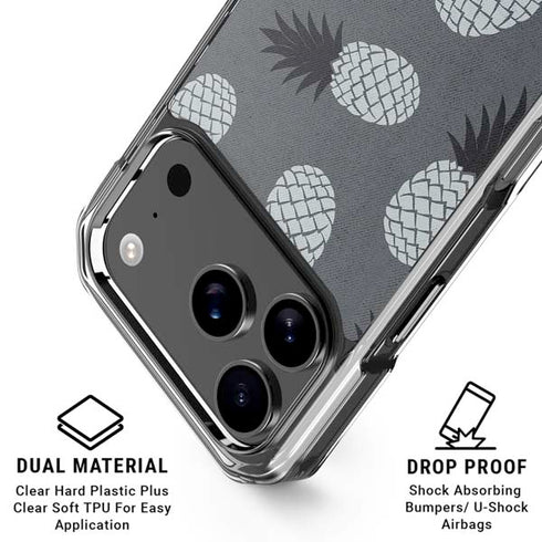 Black and White Pineapples iPhone 18 Pro Clear Case