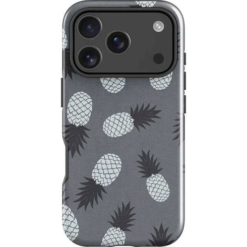 Black and White Pineapples iPhone 18 Pro Impact Case