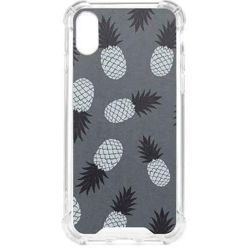 Black and White Pineapples iPhone XS Clear Case