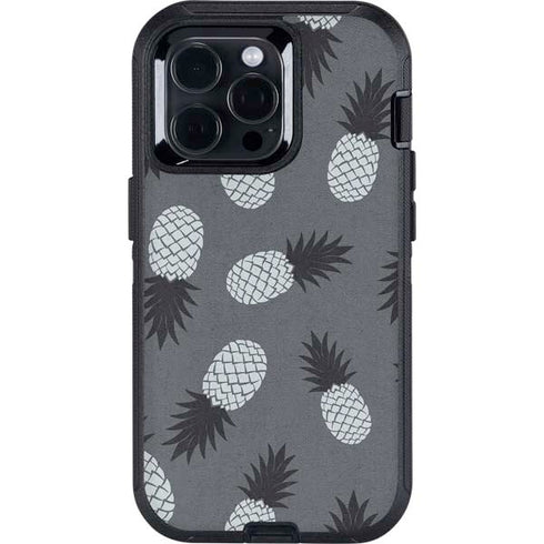 Black and White Pineapples Otterbox Defender iPhone Skin