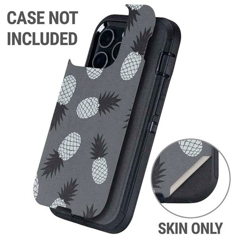Black and White Pineapples Otterbox Defender iPhone Skin