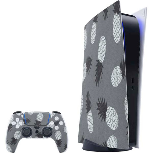 Black and White Pineapples PlayStation PS5 Skins