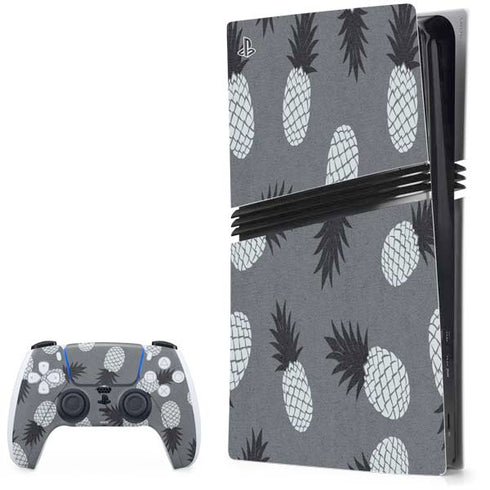 Black and White Pineapples PlayStation PS5 Skins