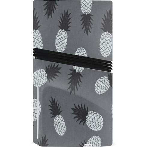 Black and White Pineapples PS5 Pro Disk Console Skin