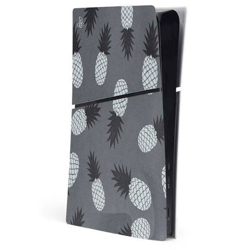 Black and White Pineapples PS5 Slim Digital Edition Console Skin