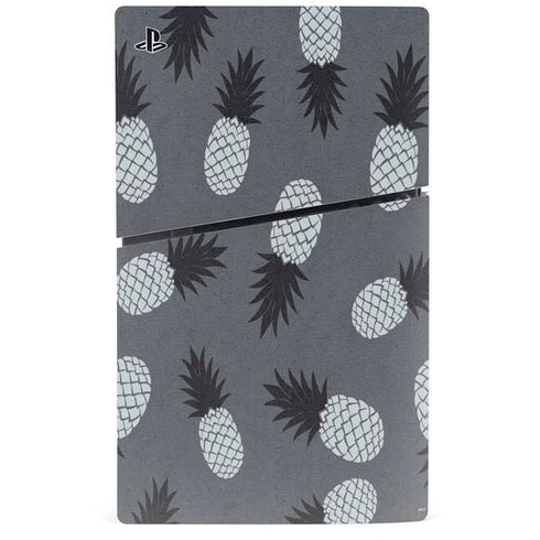 Black and White Pineapples PS5 Slim Digital Edition Console Skin