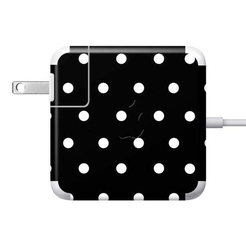 Black and White Polka Dots 85W Power Adapter (15 and 17 inch MacBook Pro Charger) Skin