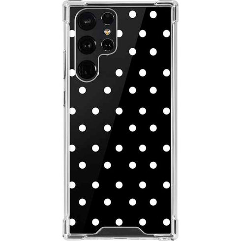 Black and White Polka Dots Galaxy S22 Ultra Clear Case