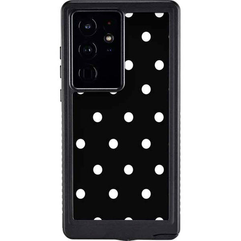 Black and White Polka Dots Galaxy S24 Ultra Waterproof Case