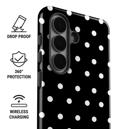 Black and White Polka Dots Galaxy S26 Plus Impact Case