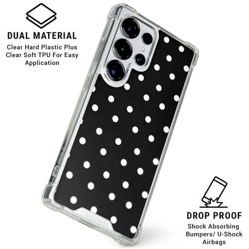 Black and White Polka Dots Galaxy S26 Ultra Clear Case