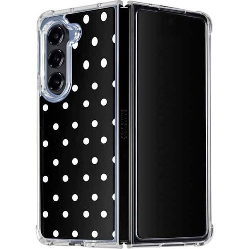 Black and White Polka Dots Galaxy Z Fold5 5G Clear Case