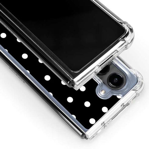 Black and White Polka Dots Galaxy Z Fold5 5G Clear Case
