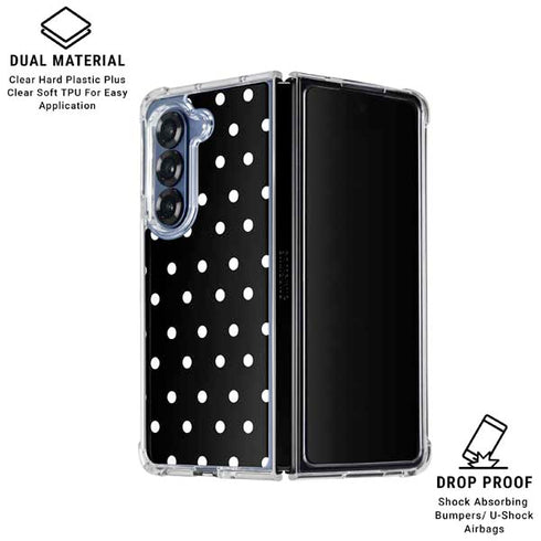 Black and White Polka Dots Galaxy Z Fold7 Clear Case