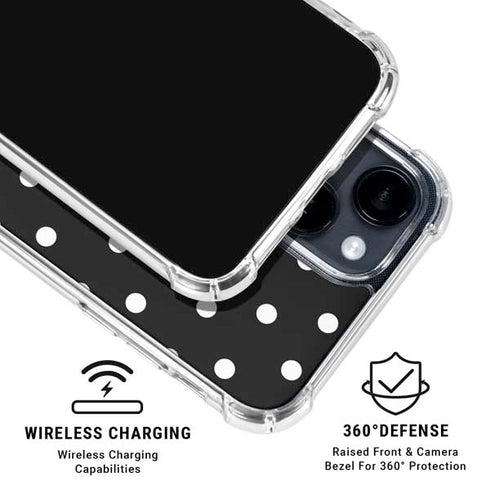 Black and White Polka Dots iPhone 15 Clear Case