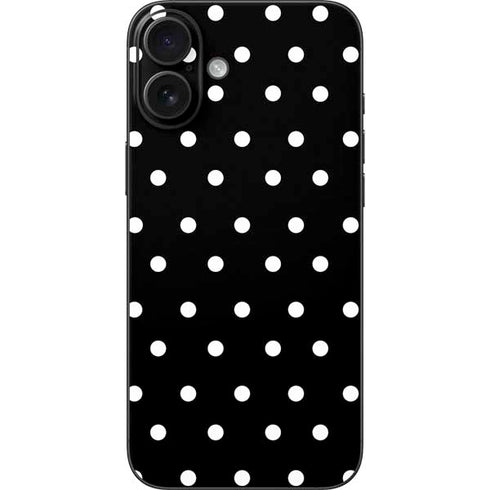 Black and White Polka Dots iPhone 16 Plus Skin