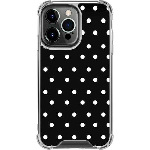 Black and White Polka Dots iPhone 16 Pro Max Clear Case