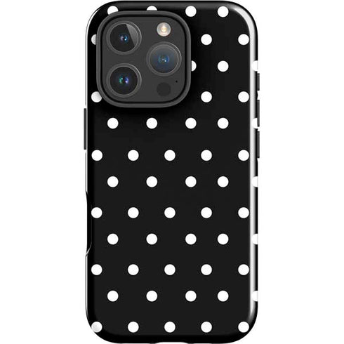 Black and White Polka Dots iPhone 16 Pro Max Impact Case