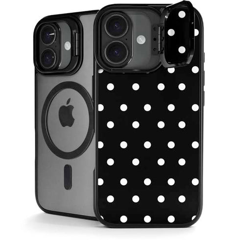 Black and White Polka Dots iPhone 17 Kickstand Case