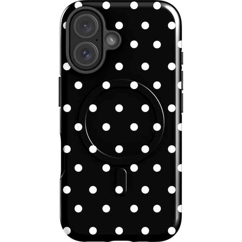 Black and White Polka Dots iPhone 17 Magsafe Impact Case