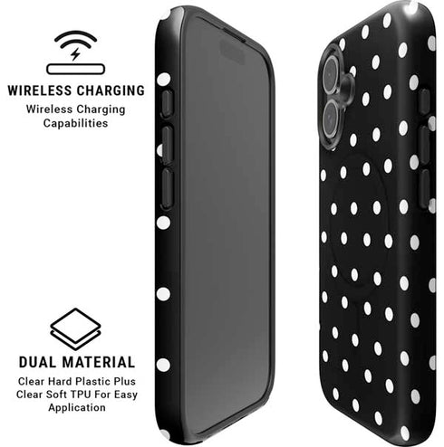 Black and White Polka Dots iPhone 17 Magsafe Impact Case