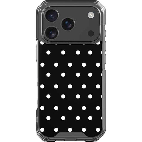 Black and White Polka Dots iPhone 17 Pro Clear Case