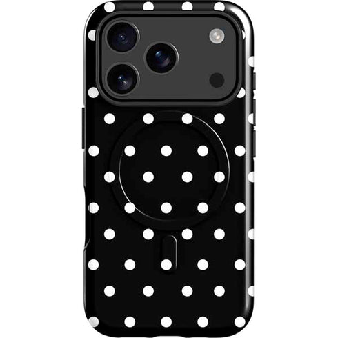 Black and White Polka Dots iPhone 17 Pro Magsafe Impact Case