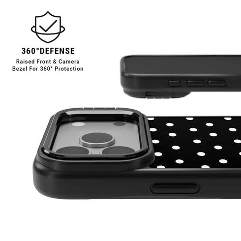 Black and White Polka Dots iPhone 17 Pro Max Kickstand Case