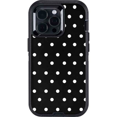 Black and White Polka Dots Otterbox Defender iPhone Skin