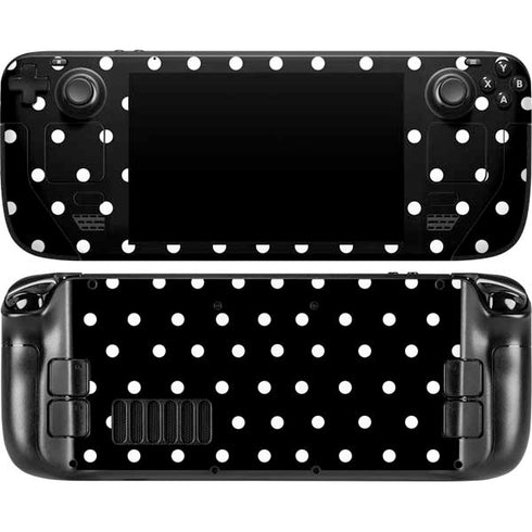 Black and White Polka Dots Steam Deck Handheld Gaming Computer Skin
