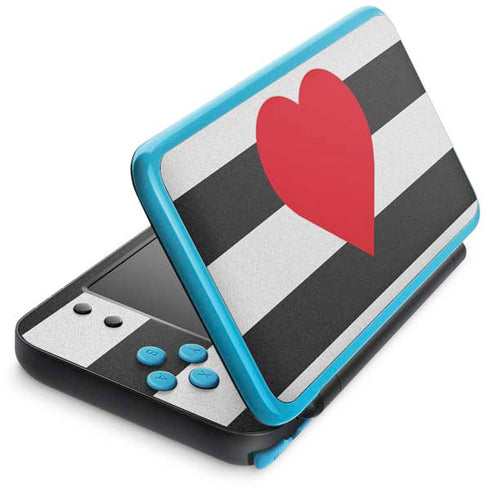 Black And White Striped Heart Nintendo Skins