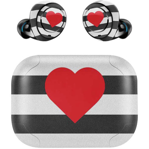 Black And White Striped Heart Amazon Echo Buds Skin