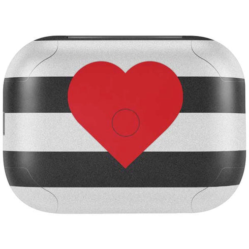 Black And White Striped Heart Amazon Echo Buds Skin