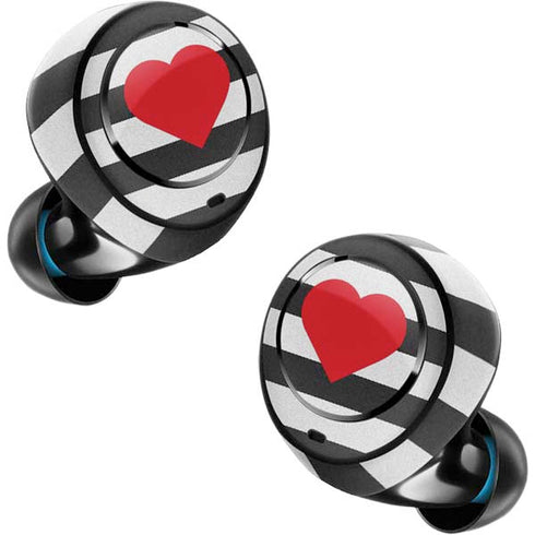 Black And White Striped Heart Amazon Echo Buds Skin