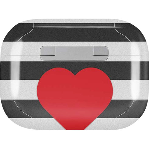 Black And White Striped Heart AirPods Skins