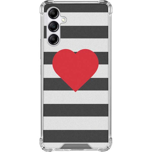 Black And White Striped Heart Gabb Phone 4 Clear Case