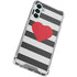 Black And White Striped Heart Gabb Phone 4 Clear Case
