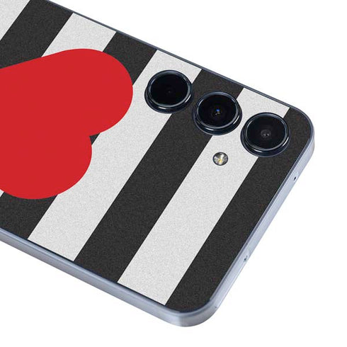 Black And White Striped Heart Galaxy A36 5G Skin