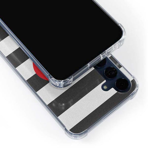 Black And White Striped Heart Galaxy A55 5G Clear Case