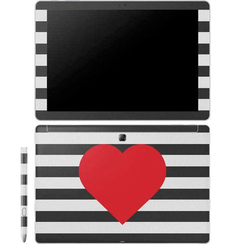 Black And White Striped Heart Galaxy Book 12in Skin