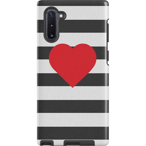 Black And White Striped Heart Galaxy Cases