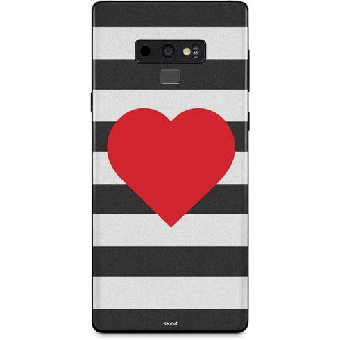 Black And White Striped Heart Galaxy Note 9 Skin
