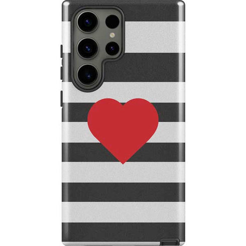 Black And White Striped Heart Galaxy S23 Ultra Pro Case