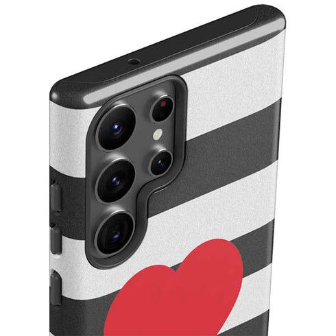 Black And White Striped Heart Galaxy S23 Ultra Pro Case