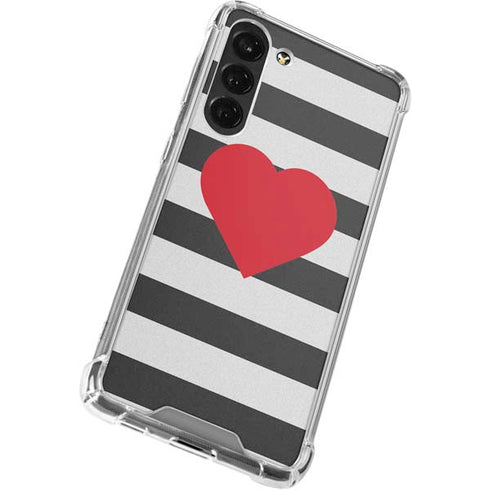 Black And White Striped Heart Galaxy S24 FE Clear Case