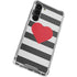 Black And White Striped Heart Galaxy S24 FE Clear Case