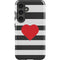 Black And White Striped Heart Galaxy S25 Impact Case