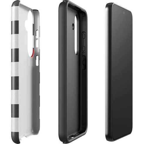 Black And White Striped Heart Galaxy S25 Impact Case