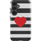 Black And White Striped Heart Galaxy S25 Plus Impact Case