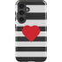 Black And White Striped Heart Galaxy S25 Plus Impact Case